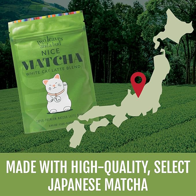Two Leaves and a Bud Nice Matcha Latte Blend Japanese Matcha Green Tea Powder 2 Resealable Bags 224g