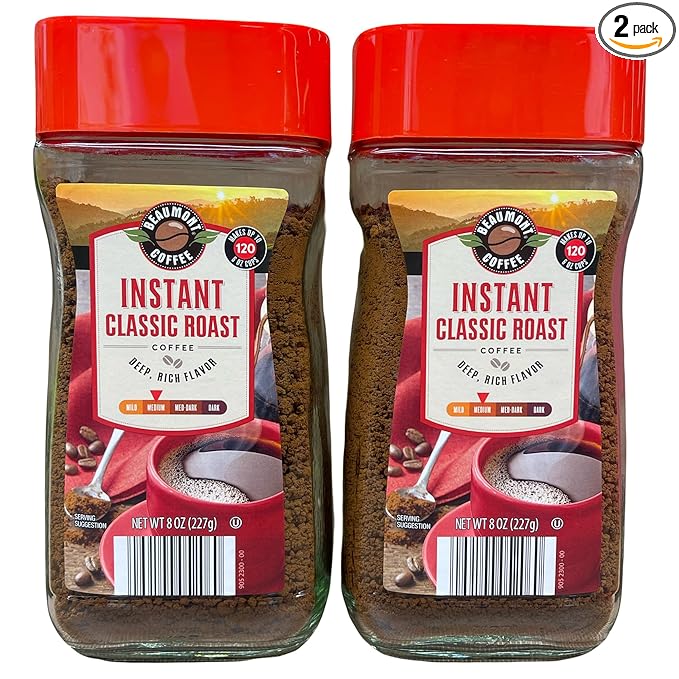 Instant Classic Roast Coffee Deep Rich Flavor 8 oz Pack of 2