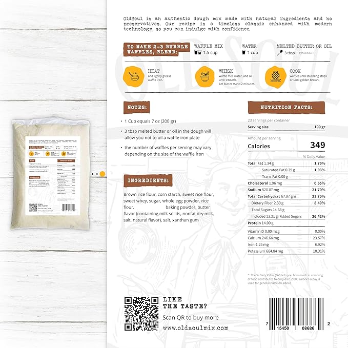 OldSoul Baking Mix | Dough Mix | Bubble Waffle Batter Mix | Original Flavor | GLUTEN FREE | 5 Lbs | 28 Big Waffles (5 Lbs Gluten Free)