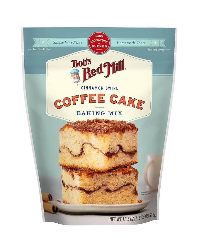 Bob's Red Mill Cinnamon Swirl Coffee Cake Baking Mix - 18.5 oz Bag (Pack of 4) Simple Clean Ingredients Homemade Taste Non-GMO