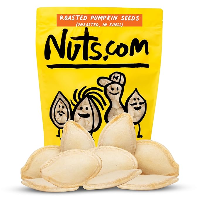 Nuts.com Roasted Unsalted Pumpkin Seeds In Shell 2 Lb Bag – Rich in Fiber Calcium &amp Potassium - Gluten-Free Kosher Pareve Pumpkin Seeds Snack Pack Protein Snacks for Adults &amp Kids
