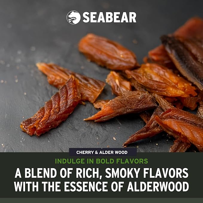 SeaBear Sasquatch Approved Smoked Salmon Jerky 2-Pack Wild Alaskan King Salmon High-Protein Snack Smoked &amp Ready to Eat Salmon Jerky 2.5 oz Bag (Pack of 2)