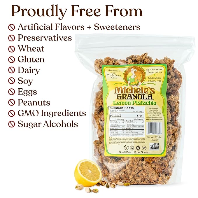 Michele's Granola Cinnamon Raisin and Lemon Pistachio 36oz Resealable Bags Pack of 2