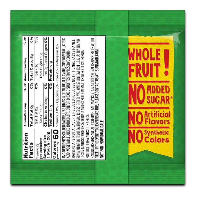 Sun-Maid Sour Watermelon Fruity Raisin Snacks - (56 Pack) 0.7 oz Pouches - Sour Watermelon Raisins - Dried Fruit Snack for Lunches and Snacks