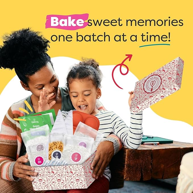 Baketivity Green Donut Kids Baking Kit | Edible Kit for Girls &amp Boys Ages 6-12 | Baking Set with Pre-Measured Ingredients &amp Donut Mold
