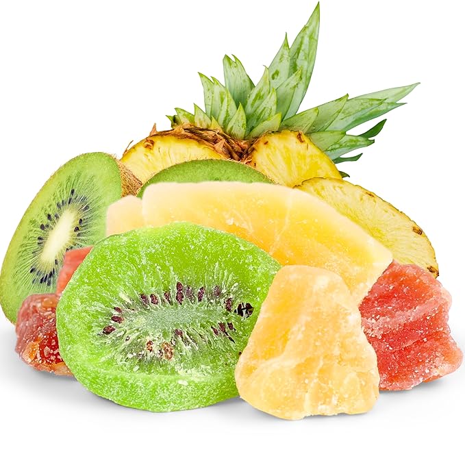 Tropical Mixed Dried Fruit Chunks – by It's Delish 10 lbs Bulk | All Natural Refreshing Snack | Mix Of Pineapple Papaya Mango and Kiwi Slices – Low Sugar No Sulphur No Color added Vegan Kosher