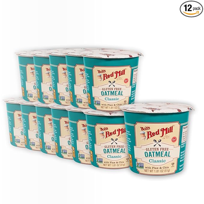 Bob's Red Mill GF Oatmeal Cup Classic 1.81 Ounce Cup (Pack of 12) - Non-GMO Vegan Whole Grain Kosher