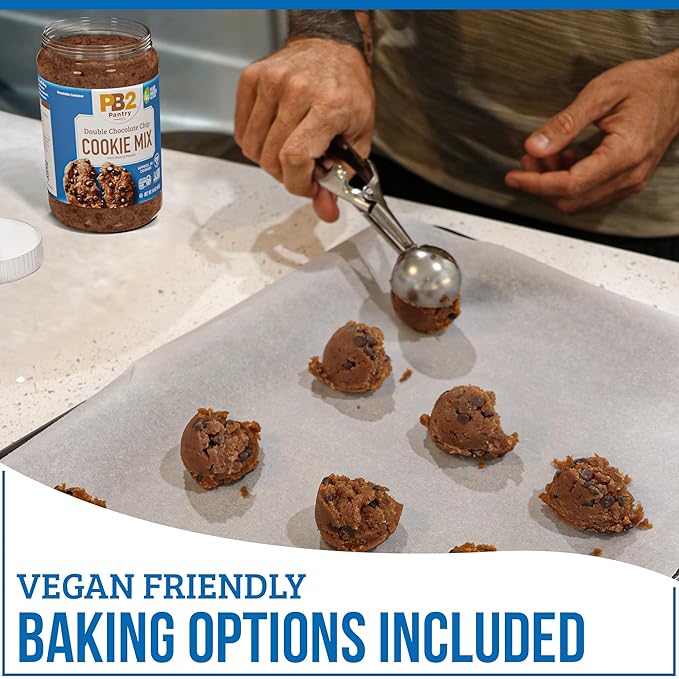 PB2 Pantry Bundle of Double Chocolate Chip Cookie &amp Chocolate Chip Brownie Mix | Certified Vegan Gluten-Free Non-GMO 4g Plant Protein per Serving 16oz Jars [Pack Of 2]