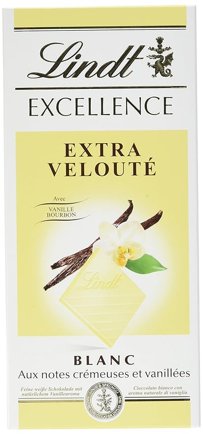 Lindt Excellence White a Touch of Vanilla Chocolate Bar 100 g (Pack of 4)