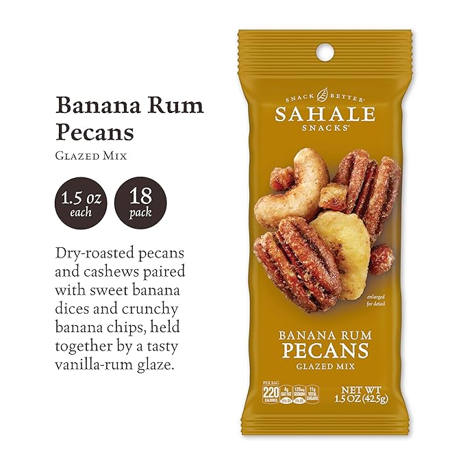 Sahale Snacks Banana Rum Pecans Glazed Mix 1.5 Ounces (Pack of 18)