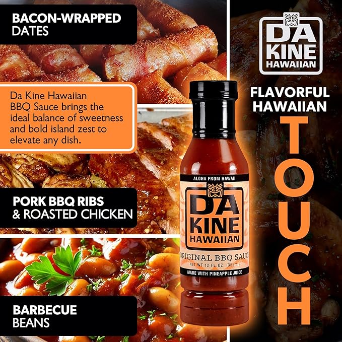 Da Kine Hawaiian BBQ Sauce Premium Gourmet Barbecue Sauce Made in Small Batches Gluten-Free BBQ Sauce for Meat Fish and Vegetables - Original (3 Pack)