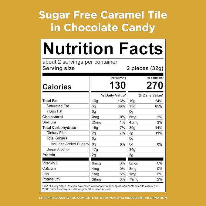 RUSSELL STOVER Sugar Free Caramel Chocolate Candy Tiles 2.25 oz. bag (Pack of 10)