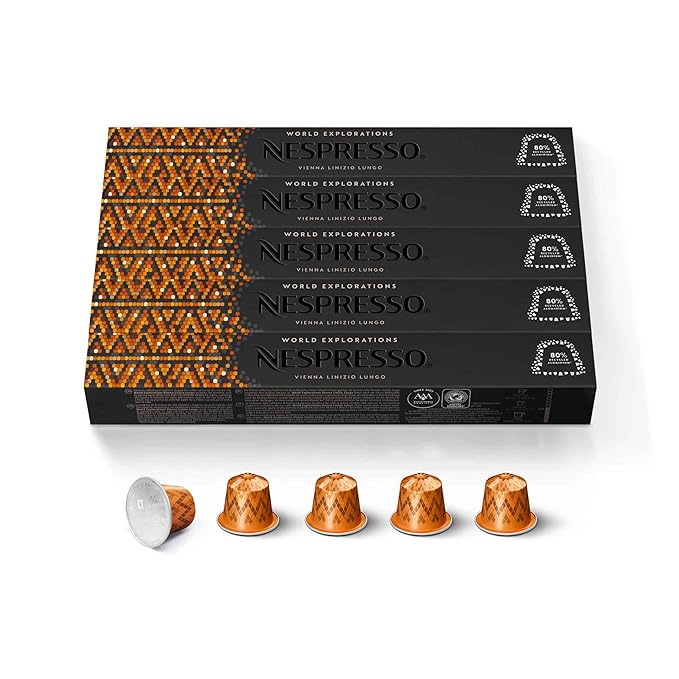 Nespresso Capsules Original Line Vienna Lungo Medium Roast Coffee 50-Count Espresso Coffee Pods