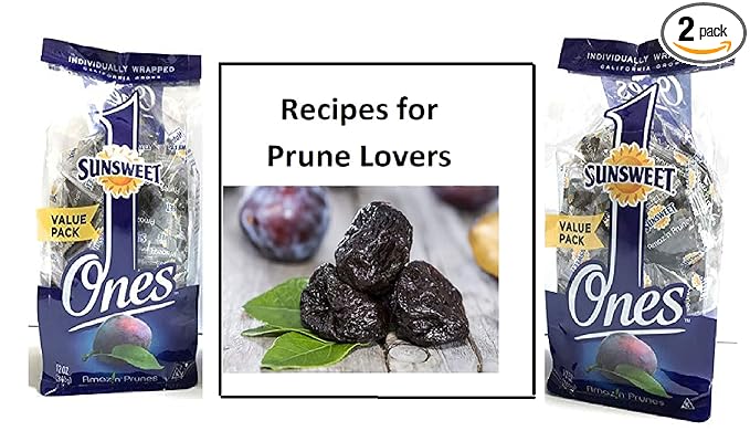 Sunsweet Ones Individual Pitted Prunes - 2 PACKS (12 oz each) of Individually Wrapped Dried Prunes PLUS Our Prune Recipe E-Book (Downloadable)