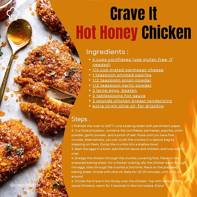 Crave It Hot Honey - Made with Raw &amp Pure Honey - Infused with Chile Peppers - 12oz - 6 Pack
