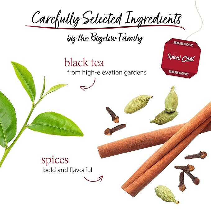 Bigelow Tea Spiced Chai Black Tea Caffeinated Tea 20 Count Box (Pack of 6) 120 Total Tea Bags