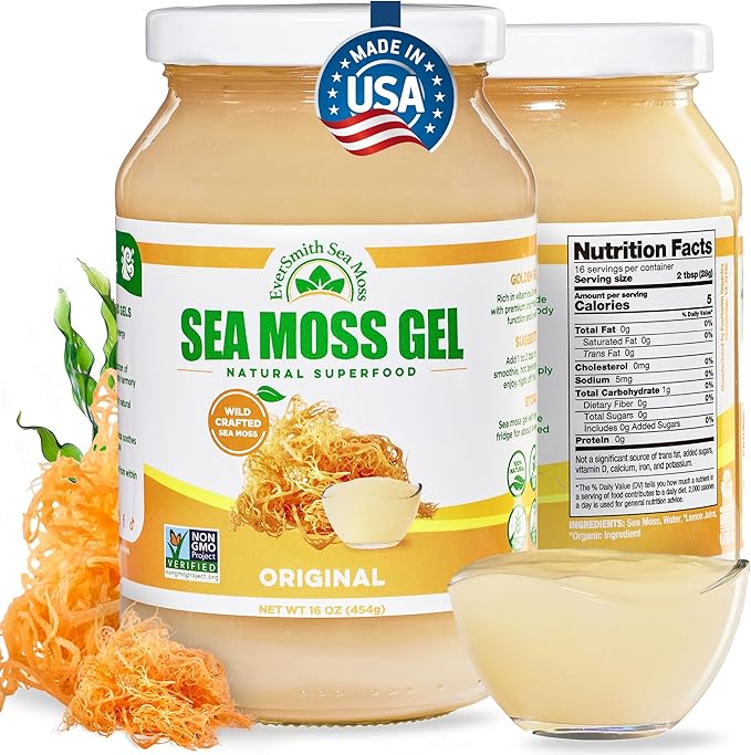 Wildcrafted Irish Sea Moss Gel | Made in USA | Rich in Vitamins &amp Minerals | Sea Moss Gel Raw | Nutritional Supplement (16 oz) (Unflavored)