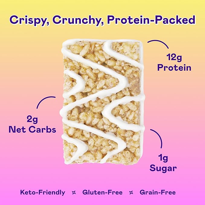 Magic Spoon Treats - 16 High Protein Bars Marshmallow - High Protein Gluten Free Snack - Sugar &amp Grain Free Protein Cereal Bar - Low Carb &amp Keto Friendly - Healthy Snacks for Adults