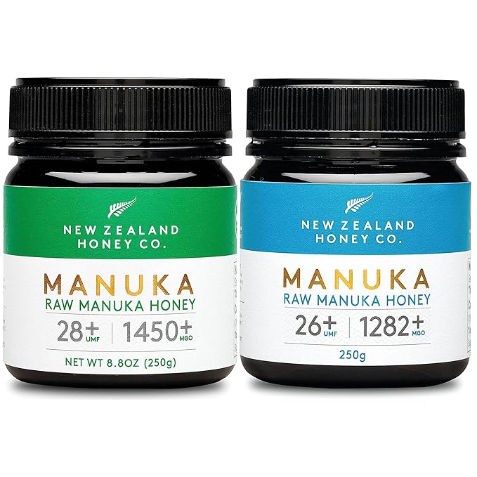 New Zealand Honey Co. Raw Manuka Honey UMF 28+ | MGO 1450+ 8.8 oz &amp UMF 26+ / MGO 1282+ 8.8oz