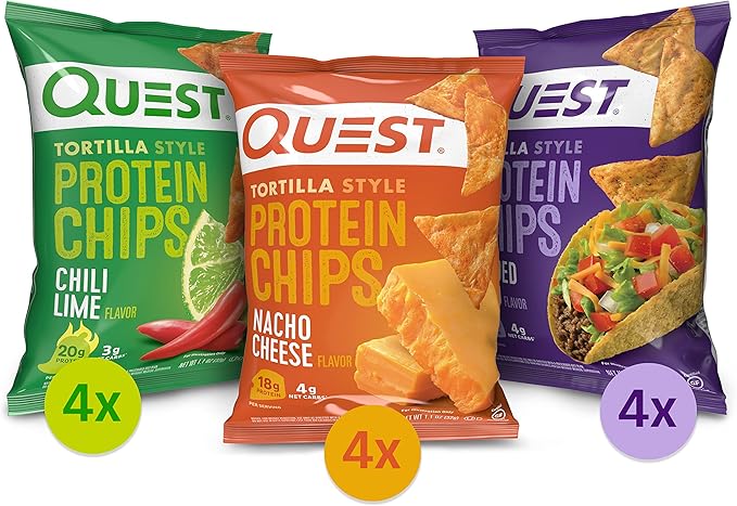 Pure Protein Bars High Protein Nutritious Snacks to Support Energy Low Sugar Gluten Free &amp Quest Nutrition Tortilla Style Protein Chips Variety Pack Chili Lime Nacho Cheese Loaded Taco