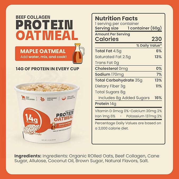 Beef Cakes Protein Breakfast Variety Pack – 12 Pack Instant Protein Pancakes and Oatmeal Cups – 14–16g Protein Beef Collagen Seed Oil Free Dairy Free Quick &amp Easy Breakfast in a Cup
