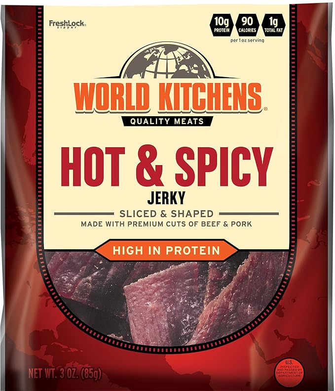 World Kitchens Jerky Hot &amp Spicy 3 Ounce