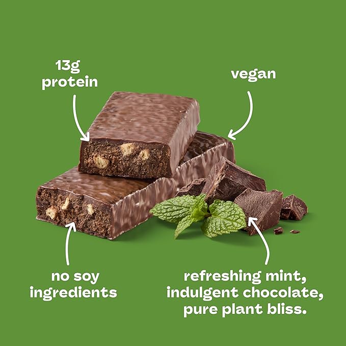 think! Vegan/Plant Based High Protein Bars - Chocolate Mint 13g Protein 5g Sugar No Artificial Sweeteners Non GMO Project Verified 10 Count (Packaging May Vary)