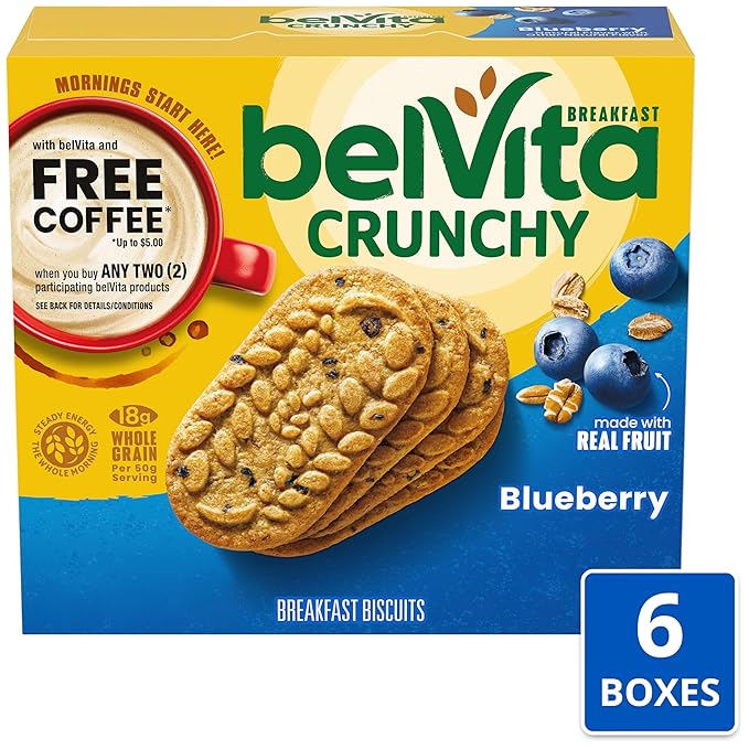 belVita Breakfast Bars Biscuits Blueberry 30 Total Packs 6 Boxes (4 Biscuits Per Pack)