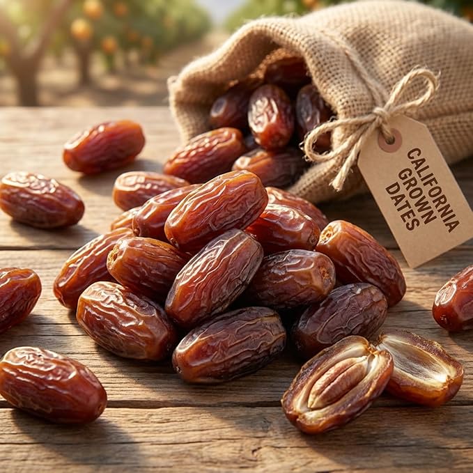 California Grown Dates 2 Lbs Bulk Fresh Whole Dates in Resealable Bag Naturally Sweet Snack Great for Baking Smoothies &amp Cooking NON GMO Gluten Free Vegan No Preservatives 32 Oz
