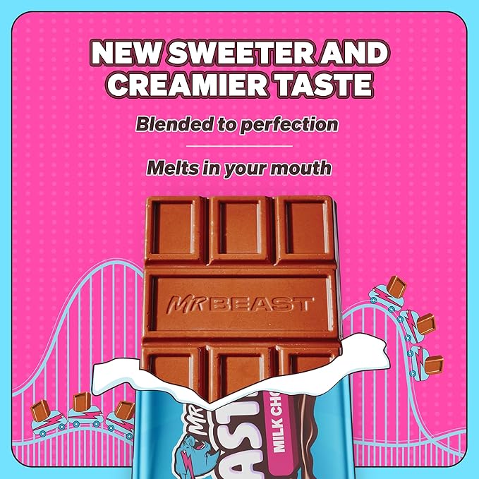 MrBeast Feastables Milk Chocolate Bar Full Size 24 Count Smooth &amp Creamy Milk Chocolate Candy Fairtrade Cocoa 1.24oz Each