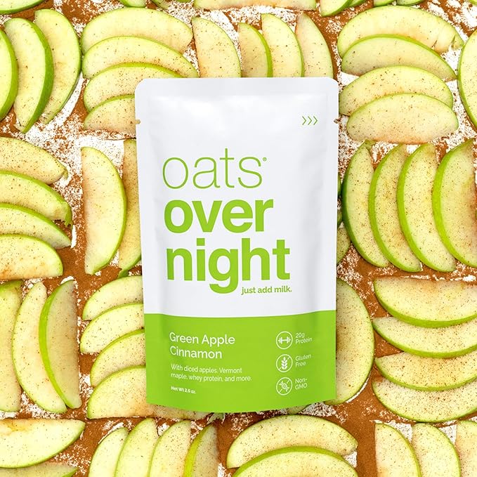 Oats Overnight Mixed Berries &amp Cream 8 Pack &amp Green Apple Cinnamon 8 Pack - 20g Protein High Fiber Breakfast Shake - Gluten Free Non GMO Oatmeal