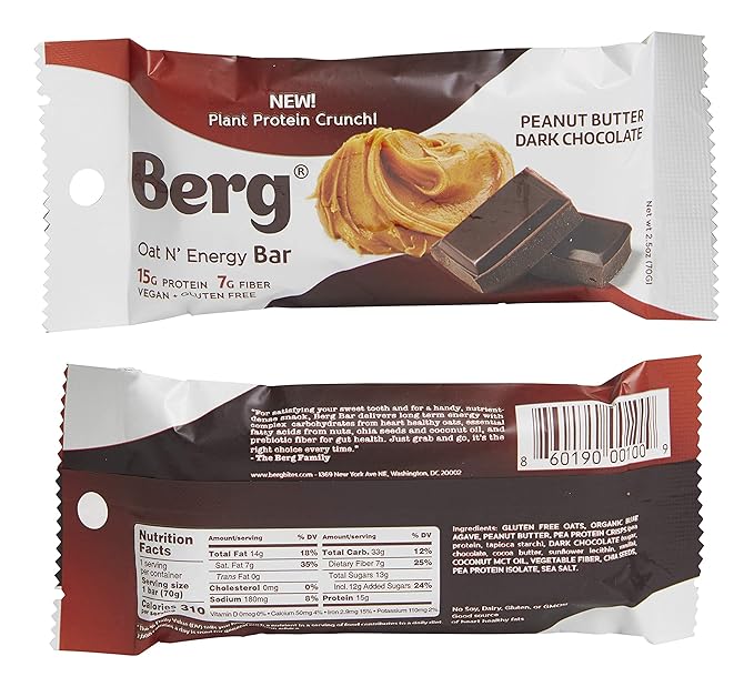Berg Oat N' Energy Bar | Variety Pack | Plant Based Protein Bar | Non-GMO Gluten Free Nut Free and Vegan | Low Sugar Healthy Snack Bar | High Fiber | On The Go | 2.5oz (8 Packs)