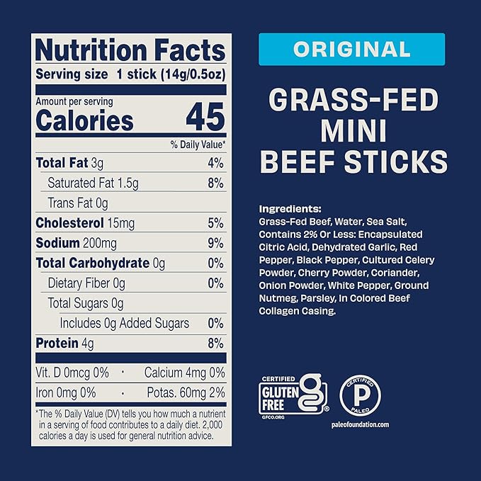 Archer Jerky Mini Beef Jerky Sticks - Grass Fed Beef Sticks Individually Wrapped Bulk Pack Protein Meat Snack Packs Gluten Free Paleo Keto - .5 oz (Pack of 36)