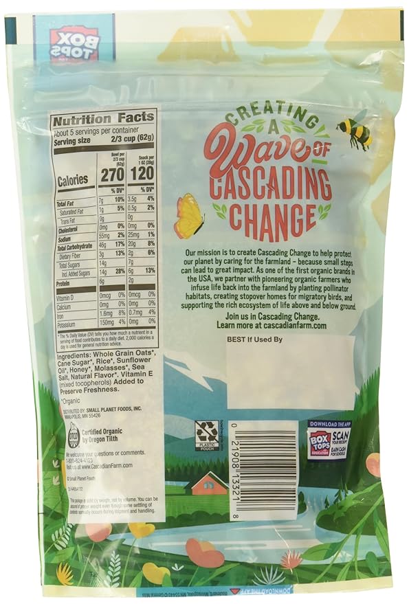 Cascadian Farm Organic Oats And Honey Granola Non GMO 11 Ounces (Pack Of 4)
