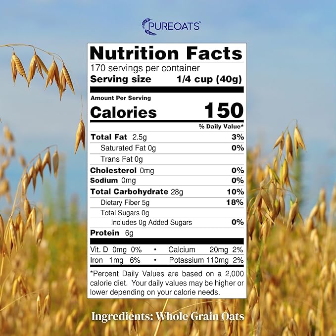 PureOats Gluten Free Oat Groat Oats Whole Grain 15 lb Pantry Size Bag 100% Whole Grain Vegan Allergen Free for Healthy Breakfast and More