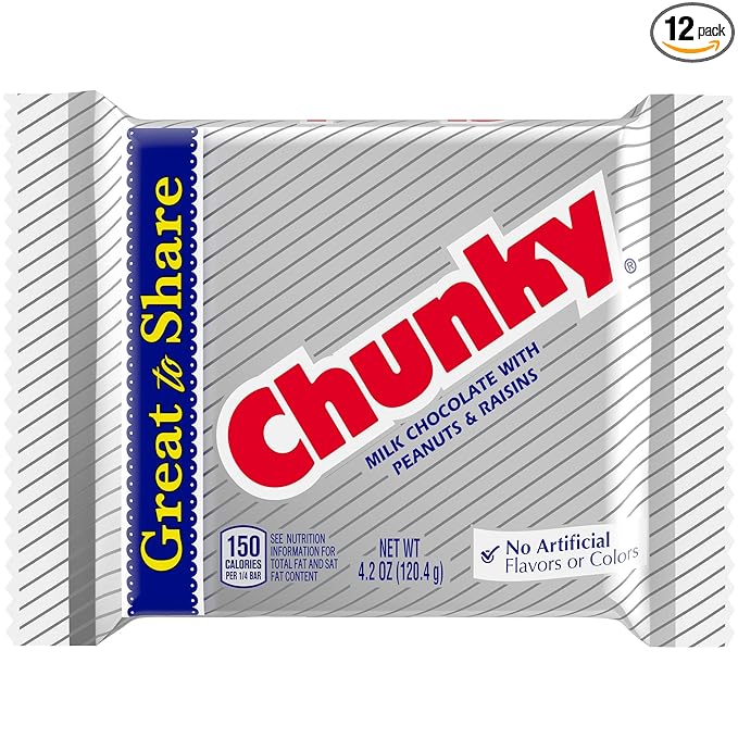 Chunky Giant Milk Chocolate Candy Bar 12 Count Bulk Individually Wrapped Ferrero Candy 4.2 oz