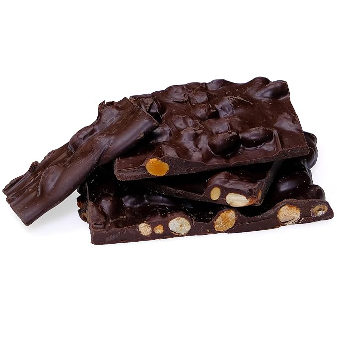 Dark Chocolate Almond Bark - 1 Pound - Gourmet Handmade Chocolate with Roasted Almonds - 16 Ounces by CandyKorner