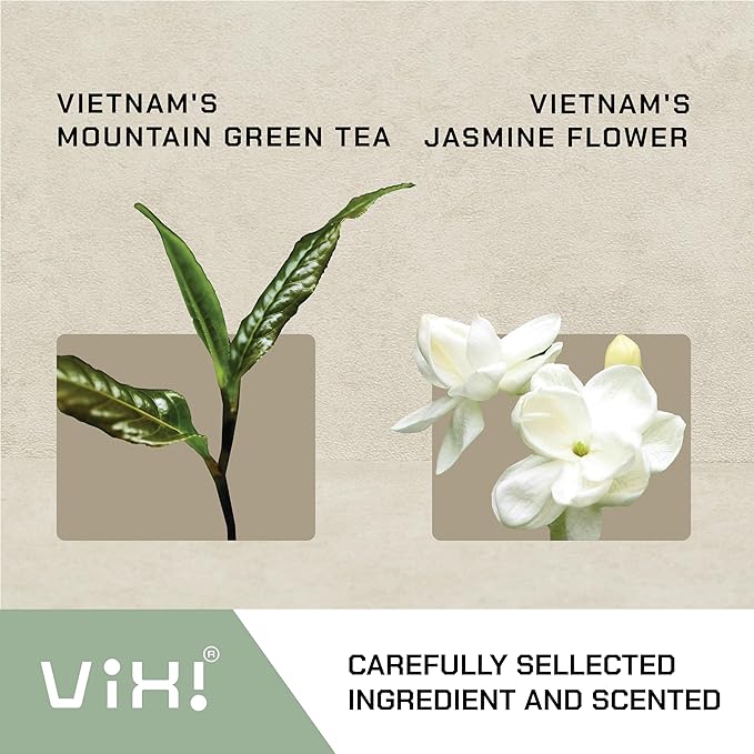 VIXI Jasmine Green Tea Bags 150 Counts Vietnam's Mountain Tea Flavored Aroma Tagless Sugar Free 100% Natural from Ancient Tea Tree for Hot and Cold Brew