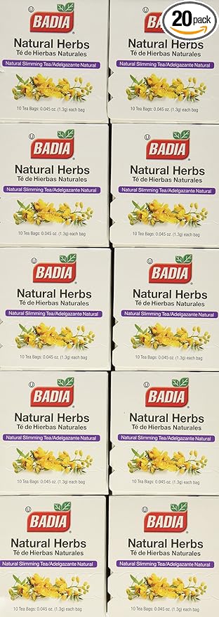 Badia Natural Herb Tea Bag 10-Count Boxes (Pack of 20)