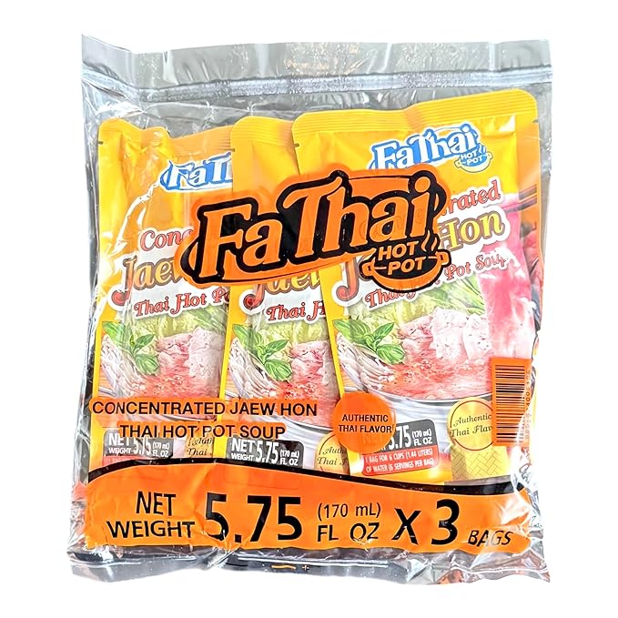 AquaNation Listing For Fa Thai Concentrated Jaew Hon Thai Hot Pot Soup Base – Authentic Thai Flavor Product of Thailand Perfect for Hotpot Sukiyaki Rice Noodles and BBQ - 5.75oz (170ml) (Pack of