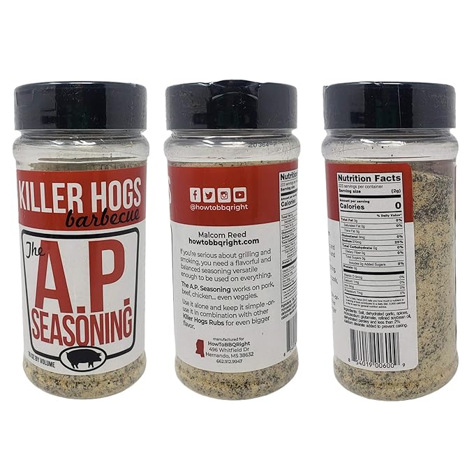 Killer Hogs Barbecue Rub Variety Pack - Hot BBQ Texas Brisket A.P. Seasoning and Original BBQ Rub - Pack of 4 Bottles - 48 oz Total - Bulk Killer Hogs Barbecue Seasoning