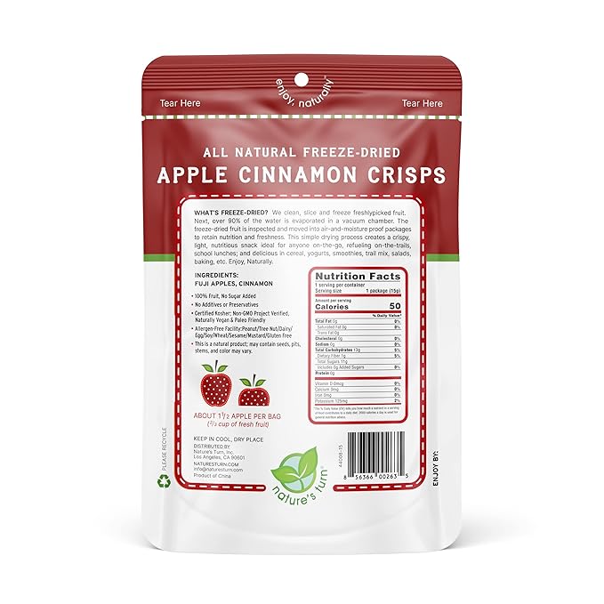 Nature’s Turn Freeze-Dried Fruit Snacks Strawberry and Apple Cinnamon Pack of 24 (0.53 oz Each)