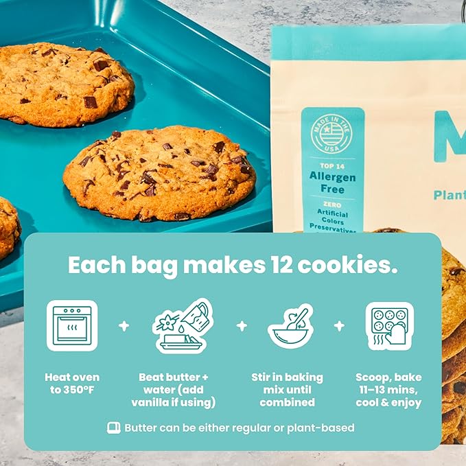 Maja Plant-Based Chocolate Chip Cookie Mix Pack of 2 | Gluten-Free Top 14 Allergen-Free Dairy &amp Egg Free | Soft &amp Chewy Cookie Dough Mix | Clean Ingredients No Artificial Flavors