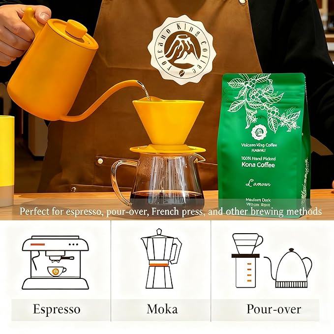 Hawaiian Kona Coffee Beans 100% Kona No Blend No. 1 Grade Medium Dark Roast from Our Coffee Estate in Hawaii Smooth and Low Acidity(L'amour 7 oz)