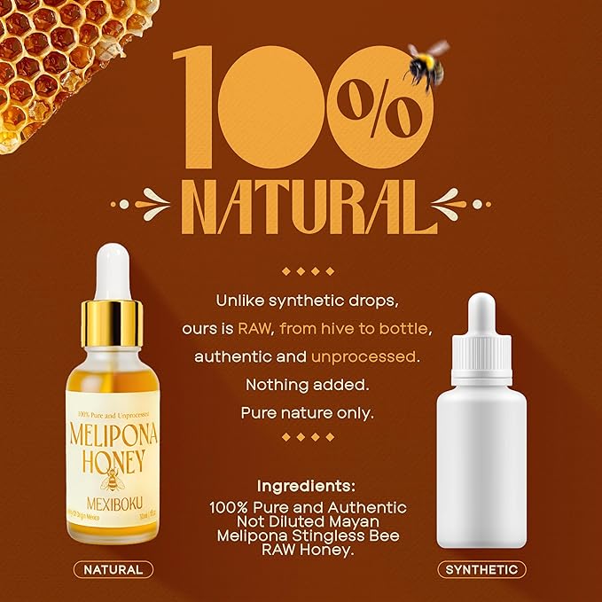 Jimerito Stingless Bee Melipona Honey Drops 30ml – 100% Pure and Unprocessed – Ancestral Mayan Honey from Yucatán Peninsula