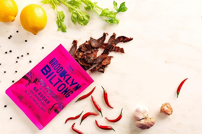 Biltong Beef Jerky - Grass Fed Seasoned Dried Beef - 2oz Peri Peri 3-Pack