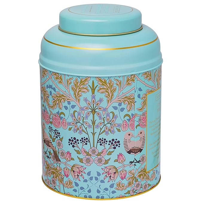 New English Teas Song Thrush &amp Berries Tea Tin in Mint Green with 240 English Breakfast Teabags