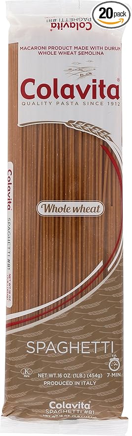 Colavita Pasta - Whole Wheat Spaghetti 1 Pound - Pack of 20