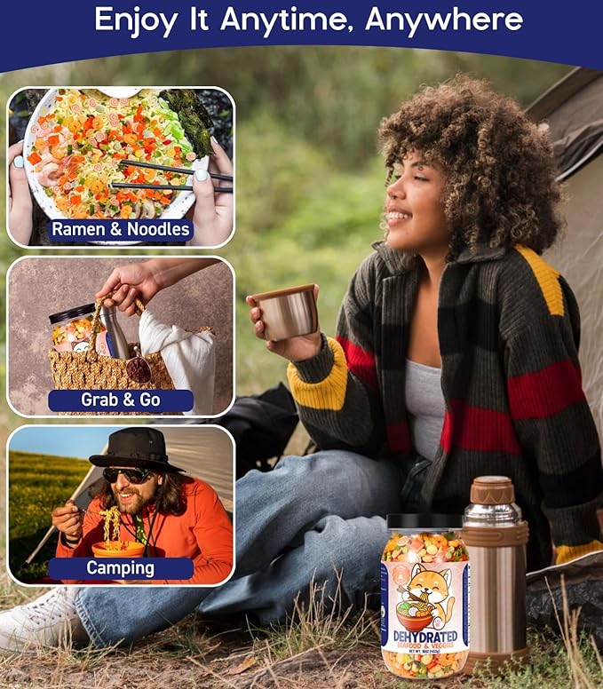 16oz Freeze-Dried Seafood &amp Vegetable Mix - 100% Natural Dehydrated Ramen Toppings 11-Ingredient Blend for Soup Pizza &amp Emergency Food Supply Large Value Pack No Additives 454g