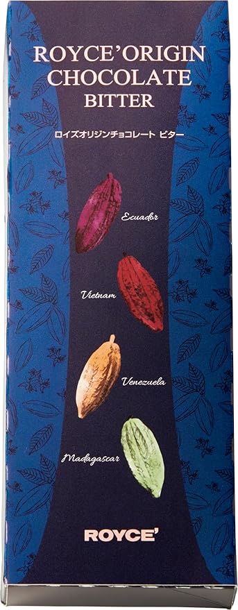 ROYCE' Origin Chocolate Bitter' - Assortment of Dark Chocolate Squares | Ideal for Baking and Desserts| No Artificial Preservatives | Japanese Chocolate from Hokkaido (20 Pieces of Chocolate Squares